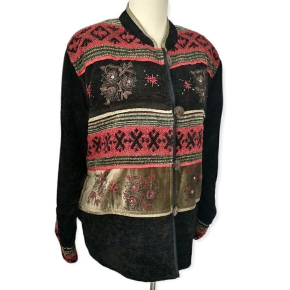 Vtg Artsy Mixed Media Jacket M Tapestry Art To Wear Fairy Whimsigoth 90s Boho - Picture 7 of 16